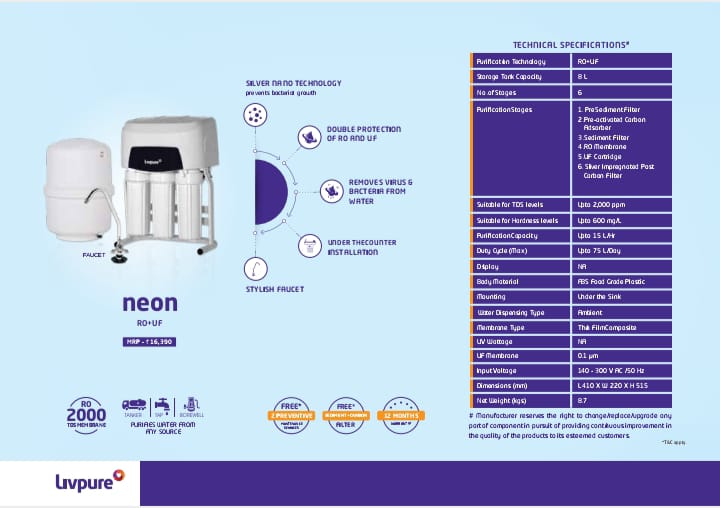 Livpure UTC NEON RO+UF